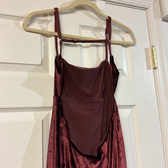 NWT Free People Karlie Double Dare Maxi Dress velvet wine burgundy low back 10 - Picture 9 of 14